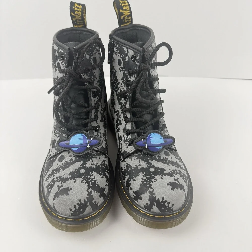 Dr. Doc Martens Boots Kids US 3 Lace Up Boot Space Hydro Embroidered 1460J NEW